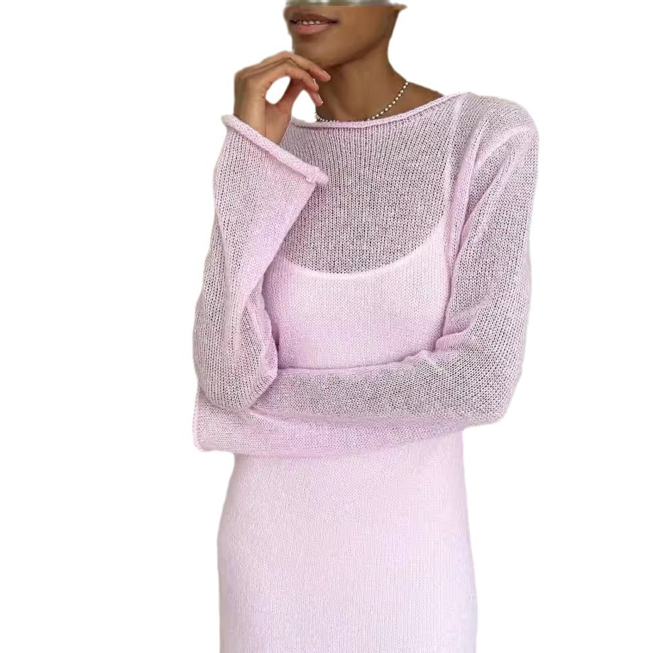 Femmes Élégante robe en tricot à coupe ample et manches longues Chic und Stil