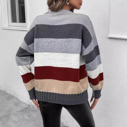 Pull en tricot pour femmes avec un design à blocs de couleurs tendance et des finitions en côte élégantes Chic und Stil