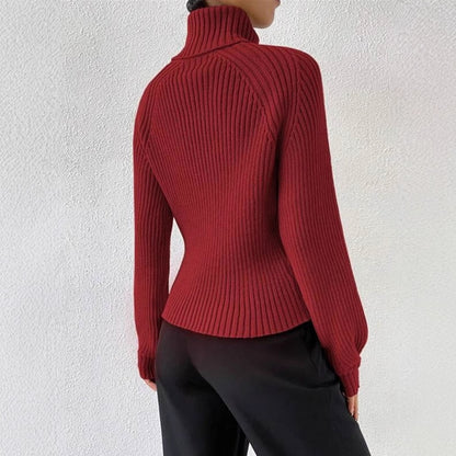 Pull femme ajusté avec texture côtelée et col montant Chic und Stil