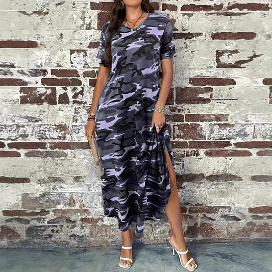 Robe Maxi Camo Imprimé de Loisirs pour Femmes Chic und Stil