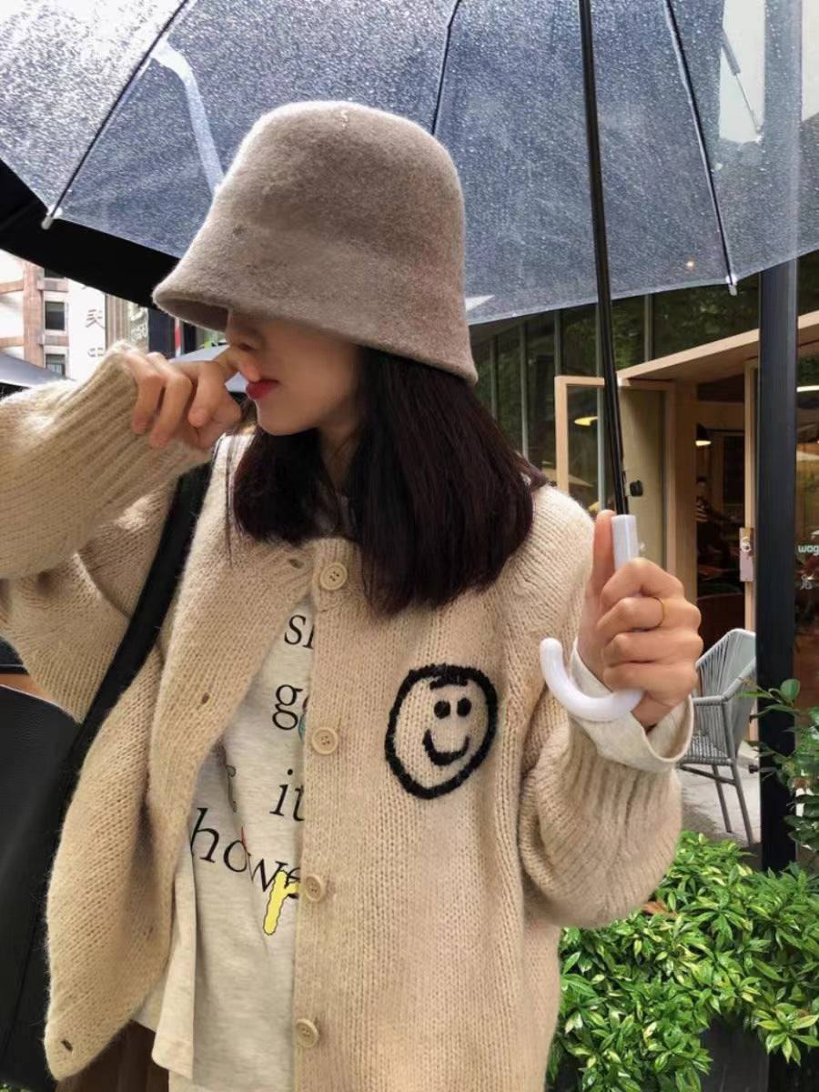 Cardigan femmes et tricot confortable avec motif Smiley ludique Chic und Stil
