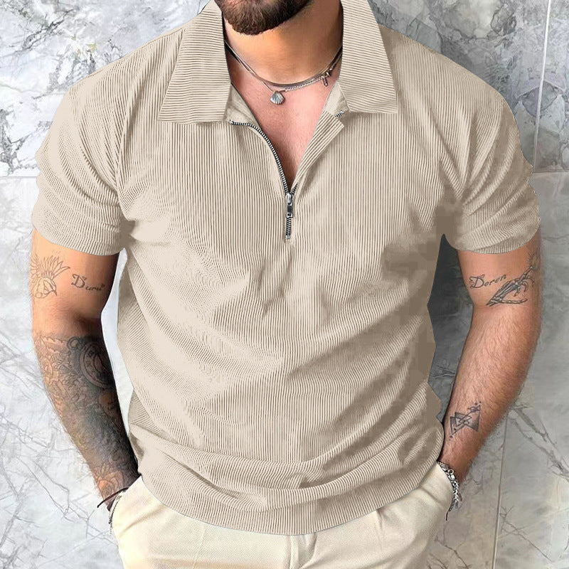 T-shirt polo pour hommes avec fermeture éclair moderne et design structuré Chic und Stil