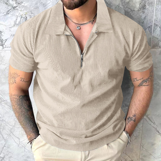 T-shirt polo pour hommes avec fermeture éclair moderne et design structuré Chic und Stil