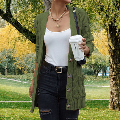 Dames gros tricot cardigan avec poches profondes et coupe ouverte Chic und Stil