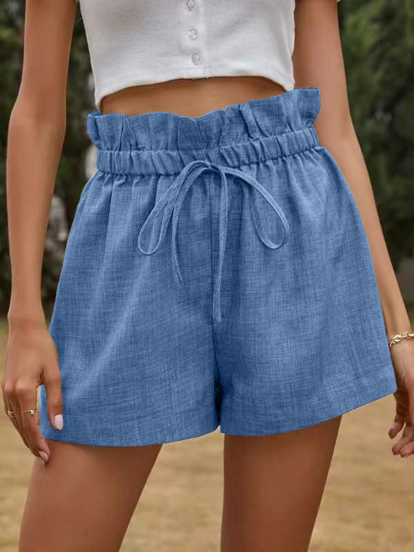 Shorts en lin pour femmes décontractées avec taille élastique et cordon de serrage Chic und Stil