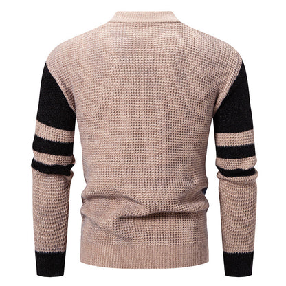 Pull moderne pour hommes avec design de blocs de couleurs texturés Chic und Stil