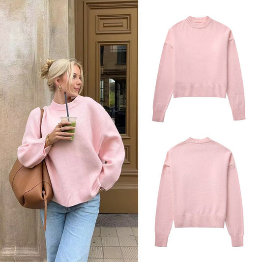 Pull en grosse maille pour femmes avec des manches larges et un col rond Chic und Stil