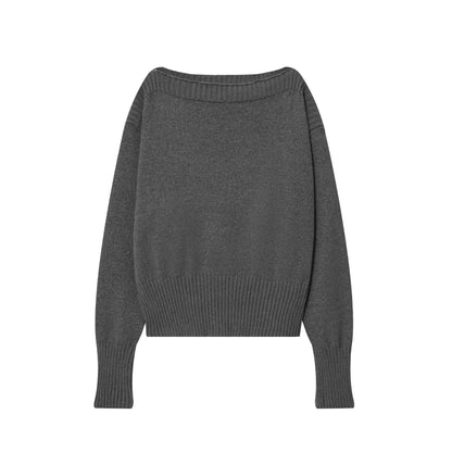 Pull en tricot décontracté pour femmes avec col large et poignets contrastés Chic und Stil