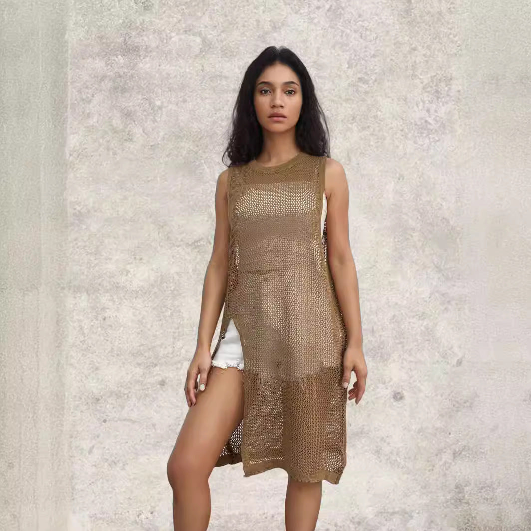 Robe en filet pour femmes avec fentes latérales et coupe décontractée Chic und Stil