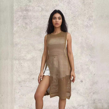 Robe en filet pour femmes avec fentes latérales et coupe décontractée Chic und Stil