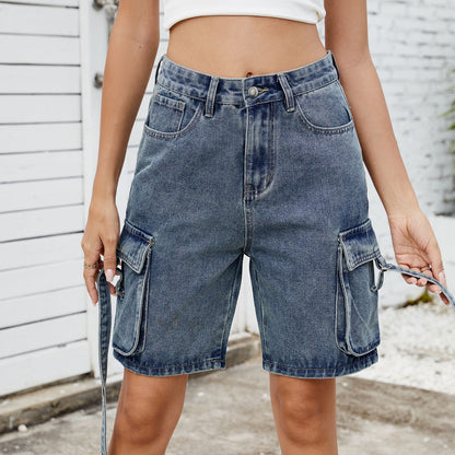 Shorts cargo femmes en taille haute décontractée avec poches latérales pratiques Chic und Stil