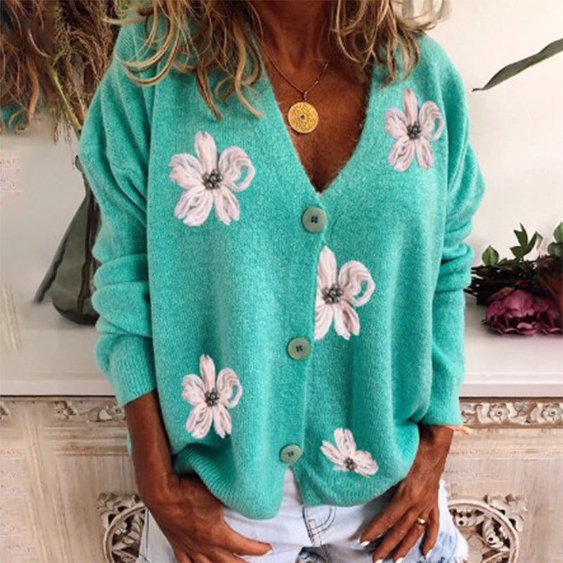 Dames Cardigan ludique avec motif floral Chic und Stil