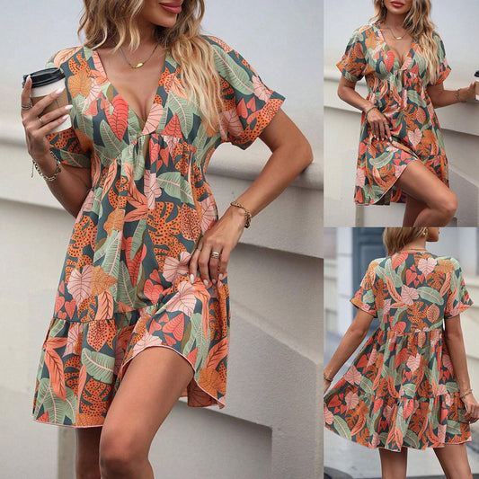 Dames Robe Swing Florale Vibrante Chic und Stil