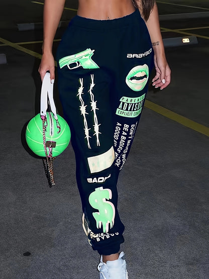 Casual sports pants for women with striking prints and a chic and stylish graphic design