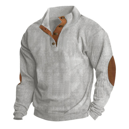 Pull en structure à vagues pour homme avec accents en cuir Chic und Stil
