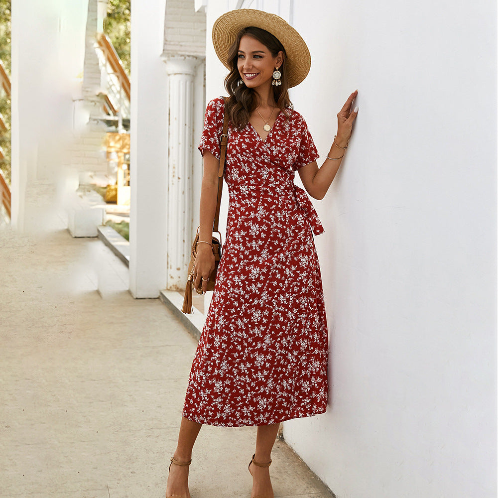 Dames Robe Maxi Fleurie à Enveloppe Chic und Stil 1751507269