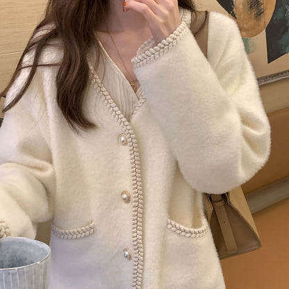 Dames élégant cardigan avec des accents décoratifs de perles Chic und Stil