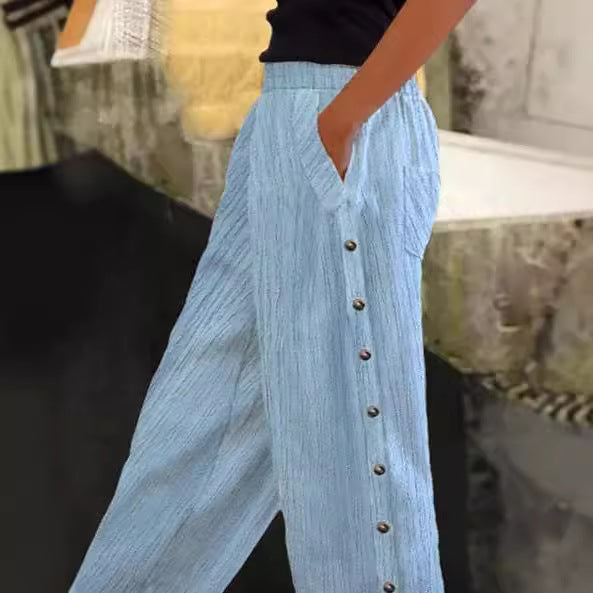 Women's stylish pants with button details Chic and Style