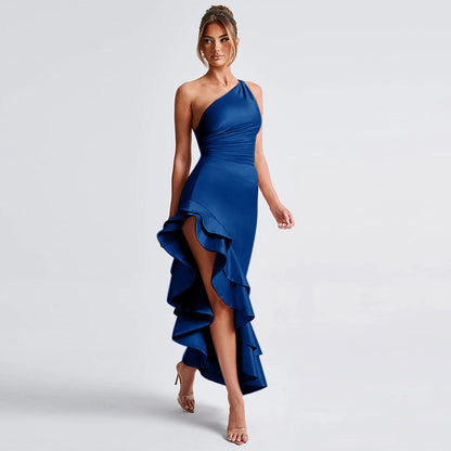 Dames Robe de soirée asymétrique élégante avec volants Chic und Stil