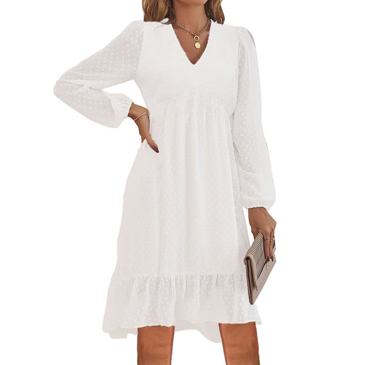 Robe blouse pour femmes avec des manches volumineuses et une finition en volants Chic und Stil