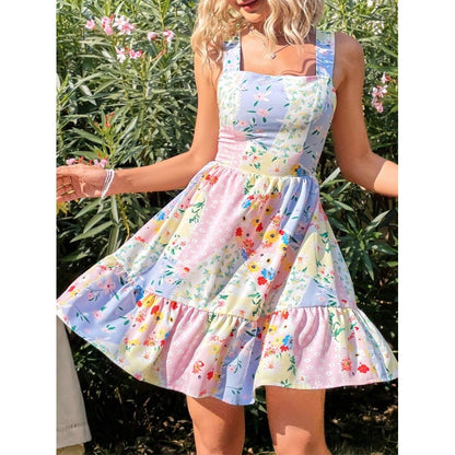 Robe d'été à volants floraux pour femmes Chic und Stil