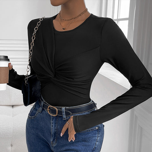 Body long à manches longues ajusté pour femme avec détail twist Chic und Stil