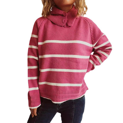 Pull décontracté pour femmes avec col structuré et motif rayé tendance Chic und Stil