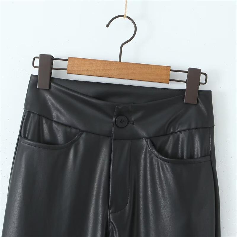 Faux leather pants for women with an elegant cut and charming details Chic and Style