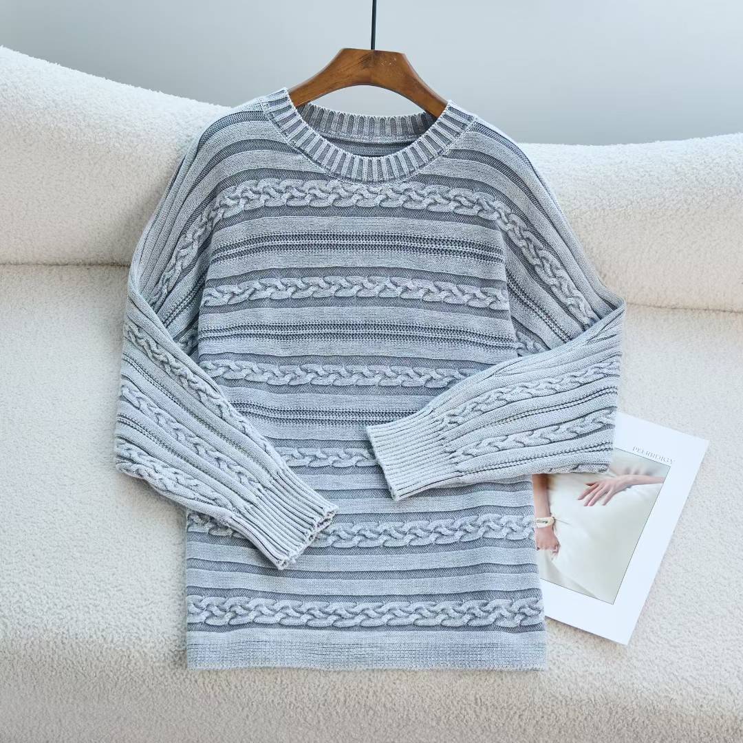 Pull en tricot pour femmes avec motif en relief et coupe décontractée Chic und Stil