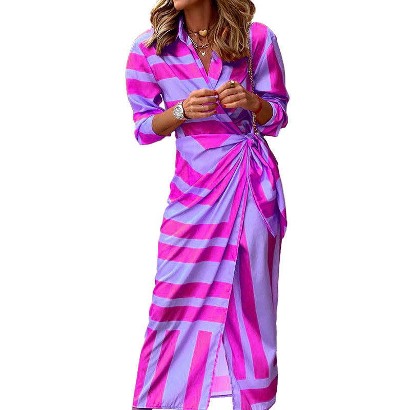 Robe midi pour femmes avec un design drapé élégant et un motif structuré Chic und Stil