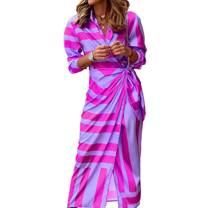Robe midi pour femmes avec un design drapé élégant et un motif structuré Chic und Stil