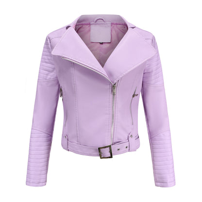 Biker jacket for women with stylish high collar and zippered pockets on the sides Chic und Stil