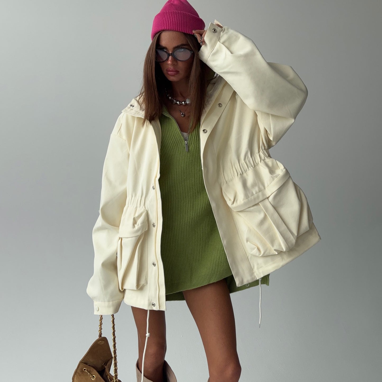 Dames décontractée Utility Jacket avec taille ajustable et poches Chic und Stil