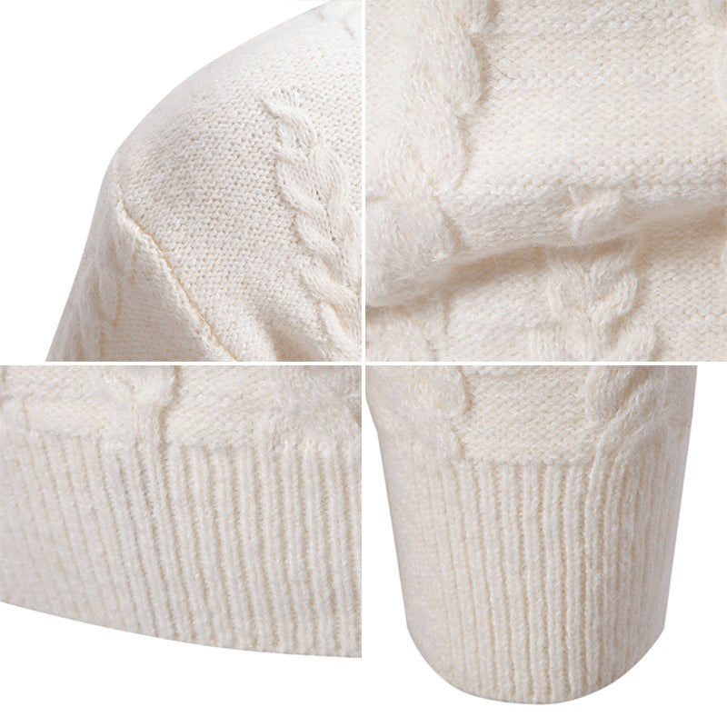 Slim knit pullover for men with cable pattern and high collar Chic und Stil