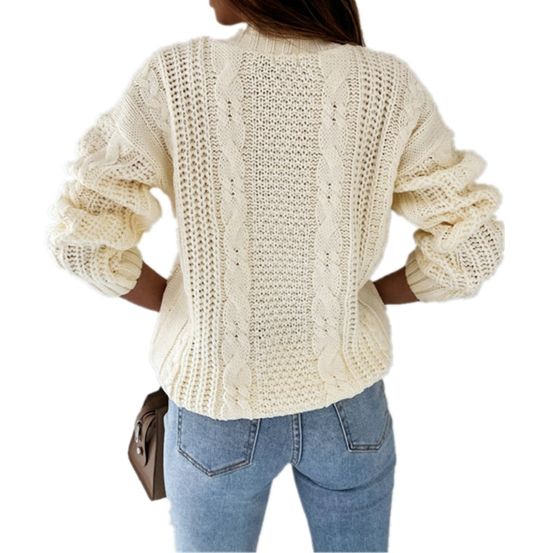 Veste en tricot pour femmes avec design en torsades décoratives et détails de boutons uniques Chic und Stil