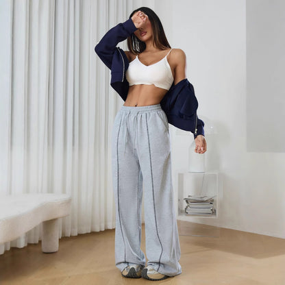 Chic and Style high-waisted casual pants for women with side stripes