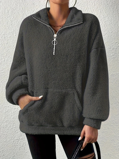Pull en polaire douillet pour femmes avec demi-fermeture éclair et poches latérales Chic und Stil