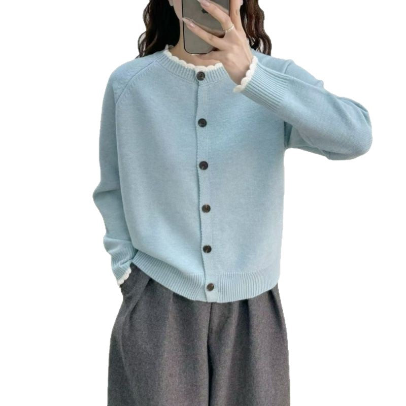 Dames cardigan en tricot douillet avec détail côtelé et fermeture à bouton Chic und Stil