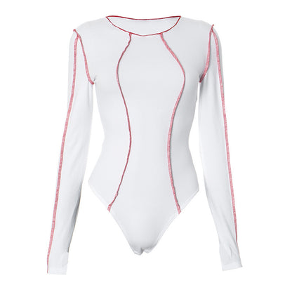 Dames élégant body à manches longues avec des contrastes sportifs Chic und Stil