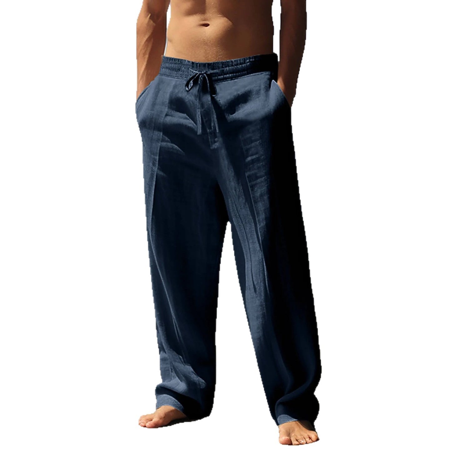 Casual linen pants for men with elastic waistband and side pockets Chic and Style