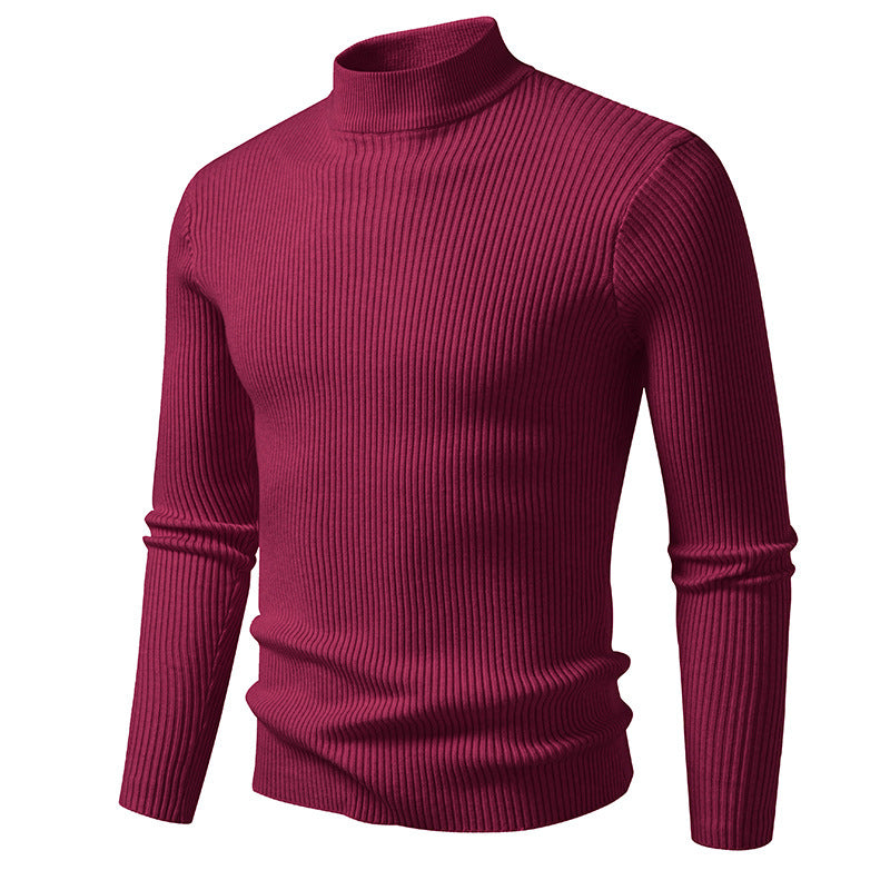 Pull à col roulé pour hommes en fine maille côtelée avec coupe ajustée Chic und Stil