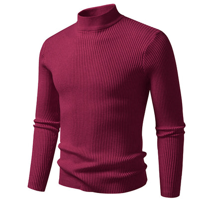 Pull à col roulé pour hommes en fine maille côtelée avec coupe ajustée Chic und Stil