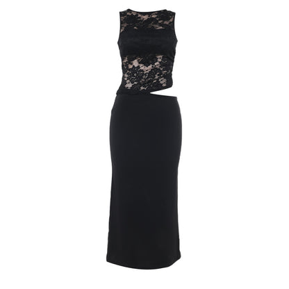 Robe maxi élégante en dentelle à découpe pour femmes Chic und Stil