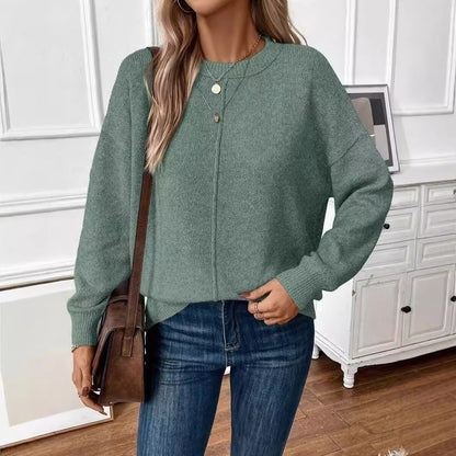 Pull en tricot décontracté pour femmes avec épaules tombantes Chic und Stil