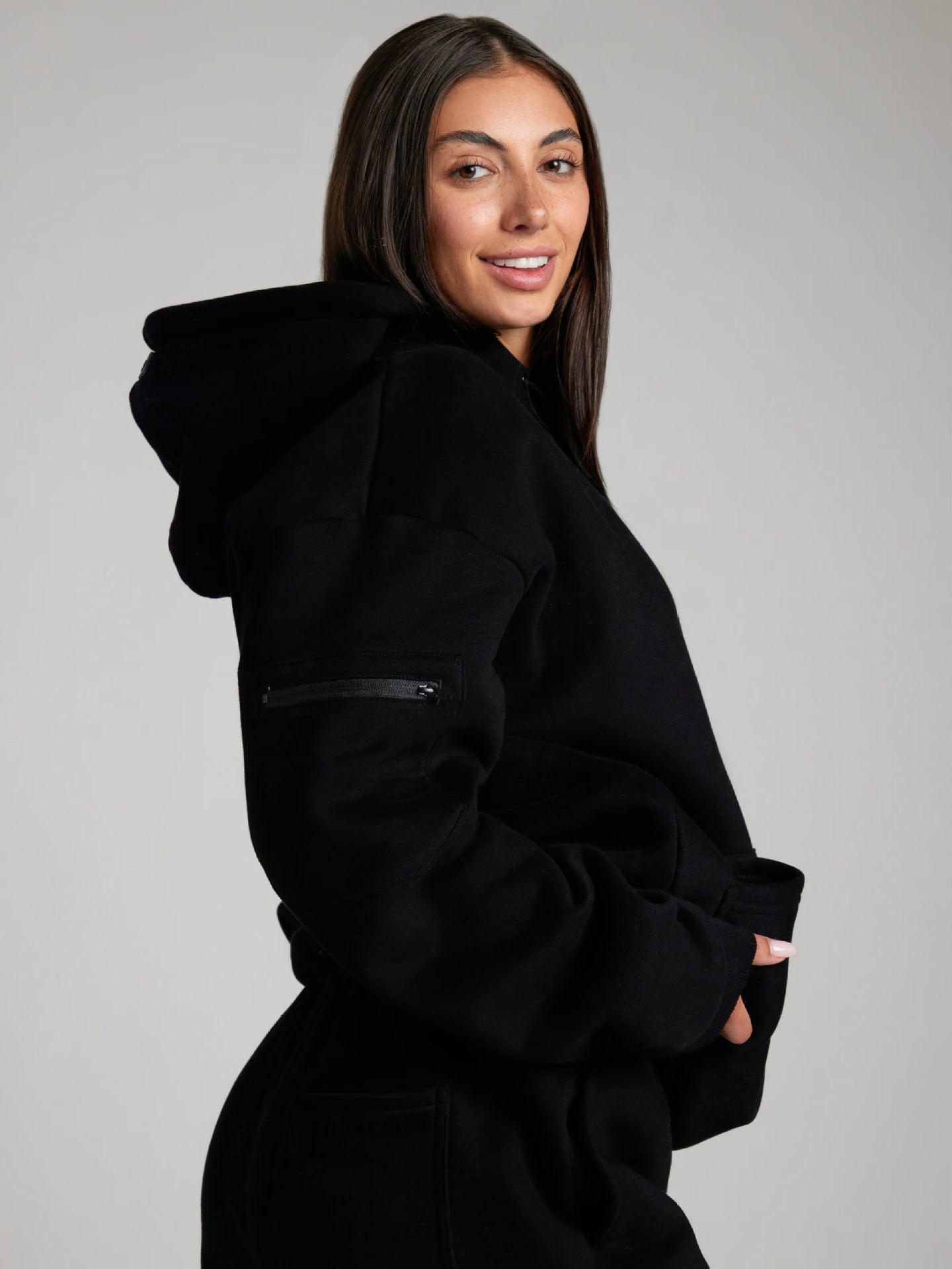 Dames pull à capuche douillet avec masque de sommeil intégré Chic und Stil