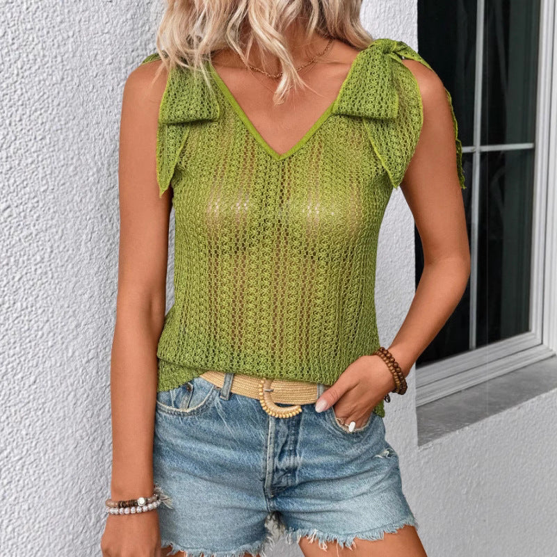 Dames débardeur en filet avec détail nœud Chic und Stil