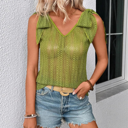 Dames débardeur en filet avec détail nœud Chic und Stil