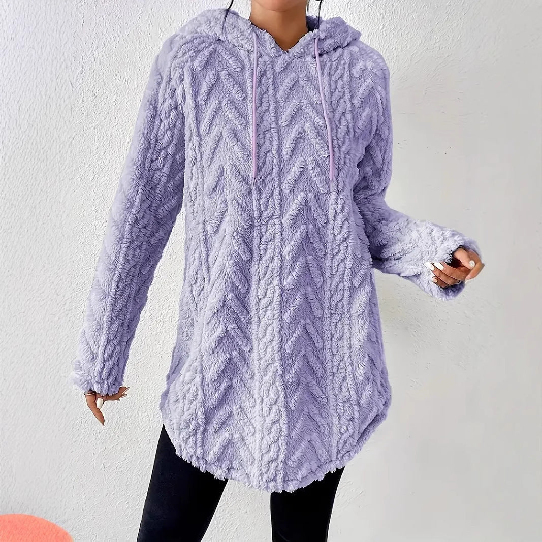 Dames Pull à capuche en peluche avec design en tresses Chic und Stil