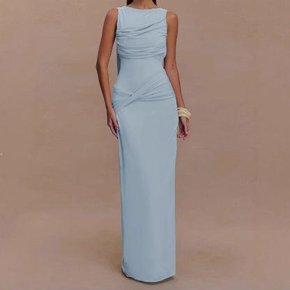 Femmes Robe maxi élégante avec haut drapé et fente latérale Chic und Stil