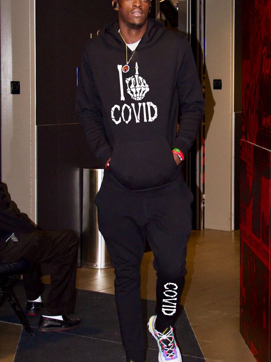 Men's Hooded and Sport Pants Set with Bold Graphic Print Chic and Style